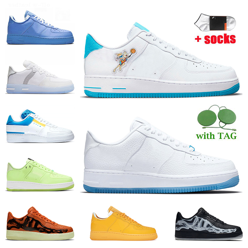 

nik af1 trainers air force one women mens airforces 1 running shoes lx uv reactive university gold off mca blue white black hare space jam t