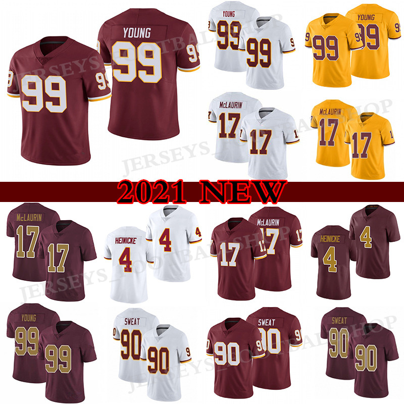 

99 Chase Young Football Jersey Terry McLaurin 4 Taylor Heinicke WashingtonRedskinsMontez Sweat Men's Stitched, White