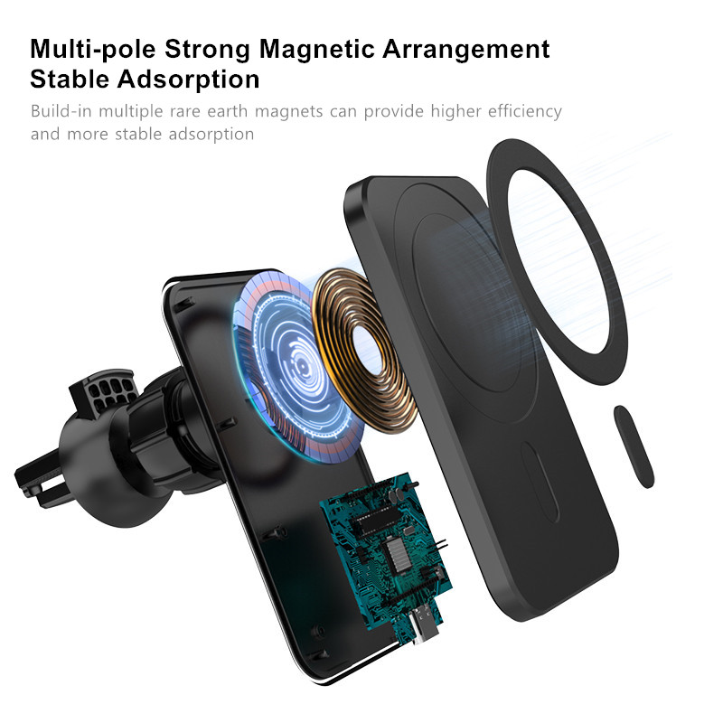 

Wireless Chargers Fast Qi 15W Wireless Car Charger For iPhone 12 12Pro 12Pro Max 12Mini Holder Magnetic Car Stand Car Wireless Charging Pad