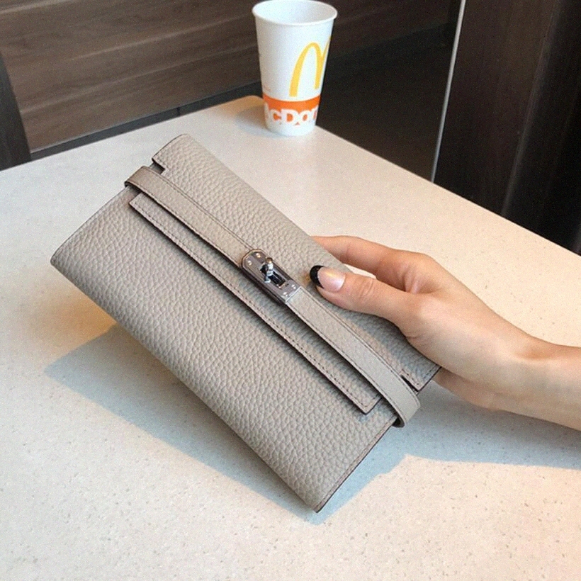 

Leather Genuine Women Wallet Long Clutch Lady Walet Portomonee Luxury Brand Money Bag [With Orange Box] Herme f3Rh#, Red;black