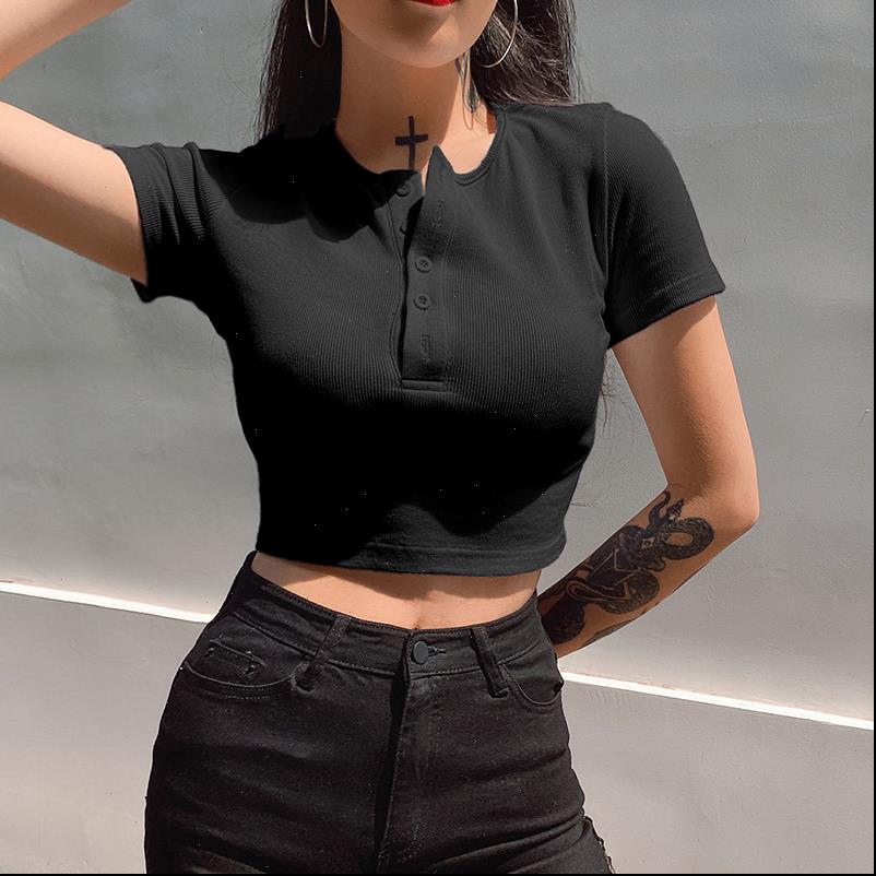 

female women t shirt ribbed vintage cropped summer streetwear gothic drawstring clothing modis womenswear clothes drop, White