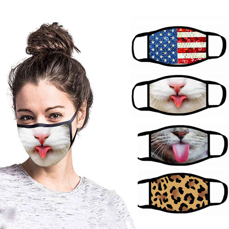 

3d Designer Face Mask Reusable Cartoon Print Designer Dustproof Mask Ultraviolet-proof Washable Cartoon Mask Party Masks 12 Style
