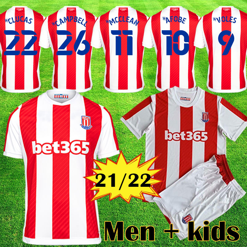 

Stoke City Soccer Jerseys 21 22 jersey MCCLEAN CLUCAS VOKES SMITH ALLEN EDWARDS CAMPBELL 2021 2022 Football Shirt kits men+ kids equipment, Kids home