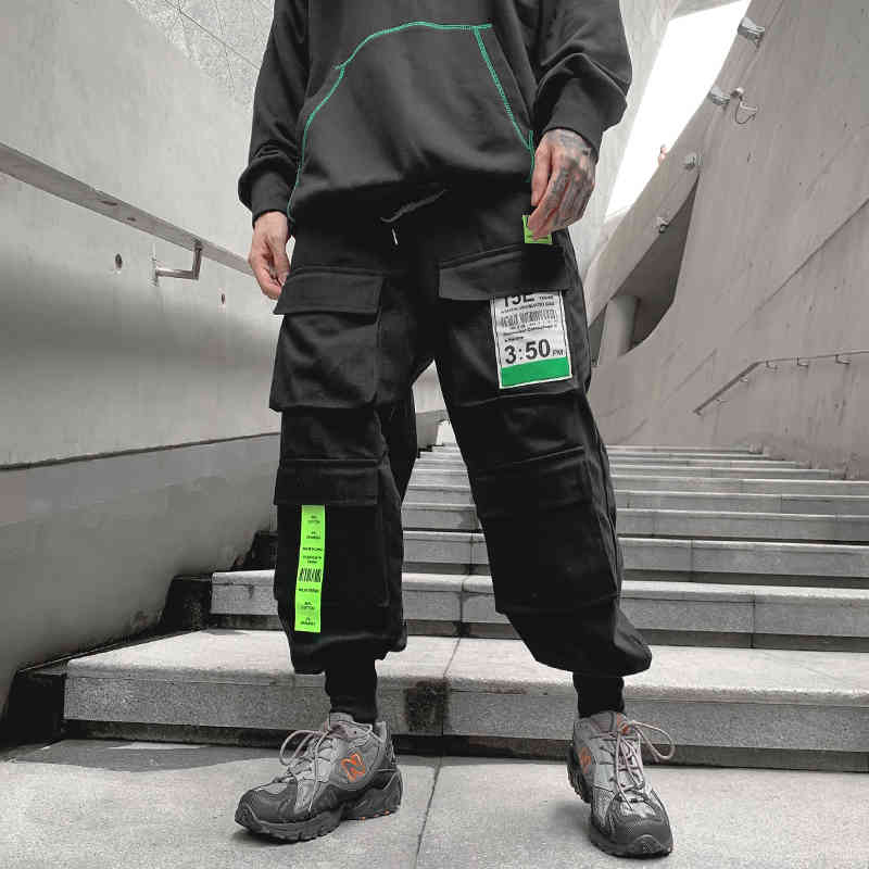 

Men's Pants Men Streetwear Cargo 2021 Overalls Mens Baggy Hip Hop Joggers Pockets Harem Black Sweatpants Male Drop ELO6, Dark grey