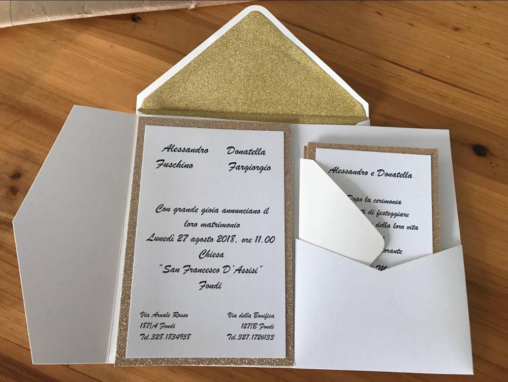 

Greeting Cards 10PCS Tri-fold Glitter Laser Cut Pocketfold Invite Wedding Invitation With Envelope Thanksgiving Card