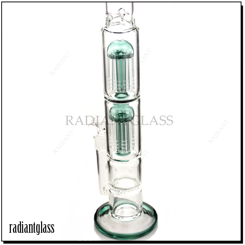 

18inches Straight glass bongs Hookahs diffuse double arm tree perc water pipe dab rig 14.5mm joint