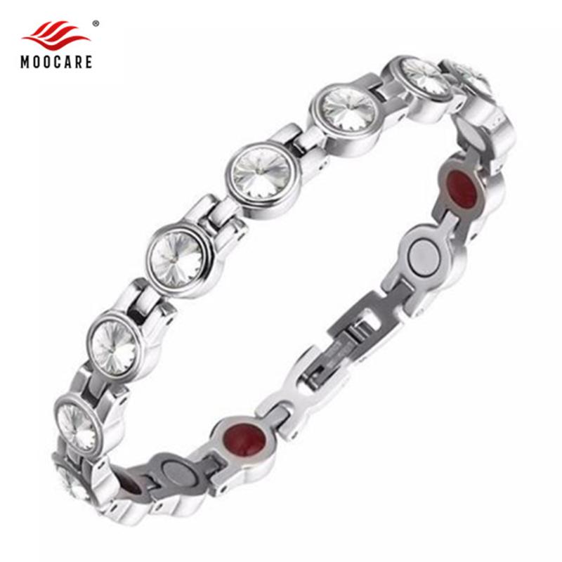 

Link, Chain Moocare Women Silver Stainless Steel Bracelet Magnetic Therapy Ladies Hand Accessories Womens Strand Link Bracelets, Black