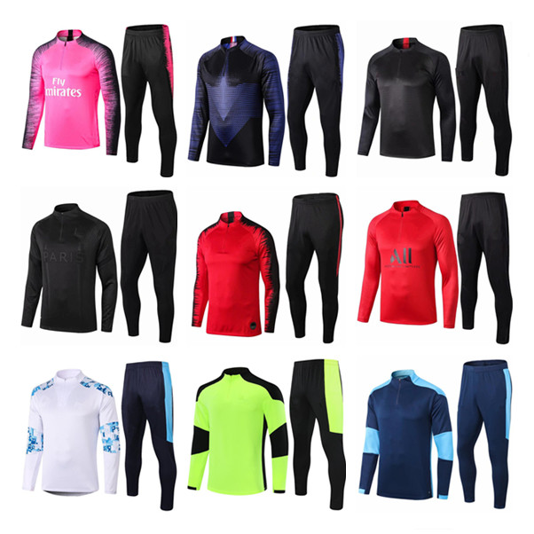 

2021 Mens Tracksuit suit Real Madrid Paris Sets soccer jacket MBAPPE survetement Football, Black