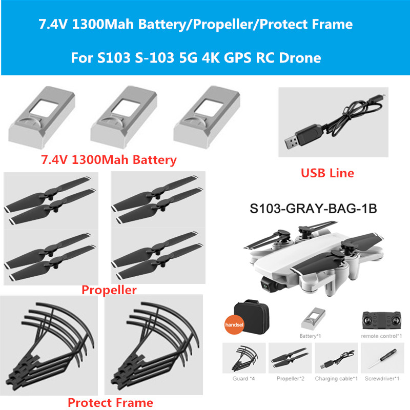 

2PCS Or 3PCS 7.4V 1300mAh Lithium Battery/Propeller/Protect Frame For S103 S-103 WIFI FPV RC Drone S103 Accessories Main Blades