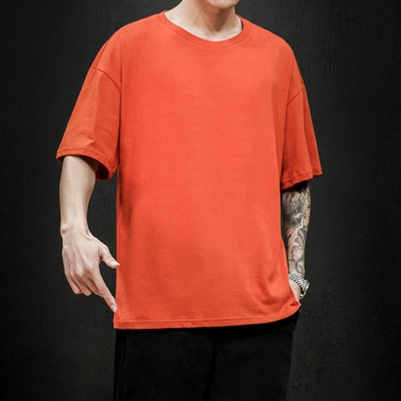 

2021 New Summer Men's T Shirt Fashion Solid orange Mens Oversized Hip Hop Short Sleeve Casual Cotton Men Streetwear Top Tees white green, Black
