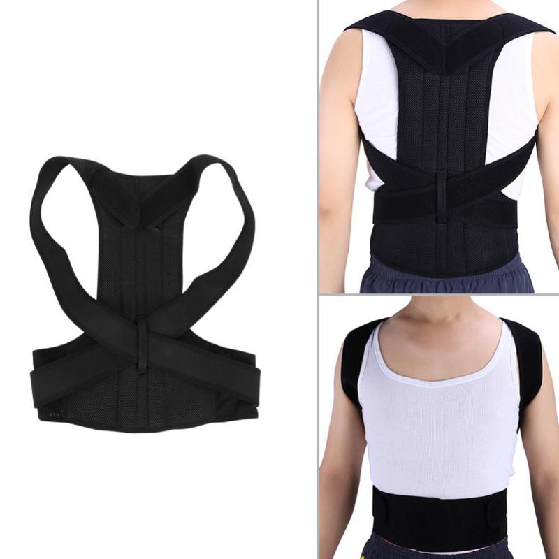

Back Support Adjustable Adult Corset Posture Corrector Therapy Shoulder Lumbar Brace Spine Belt Correction, Black;blue
