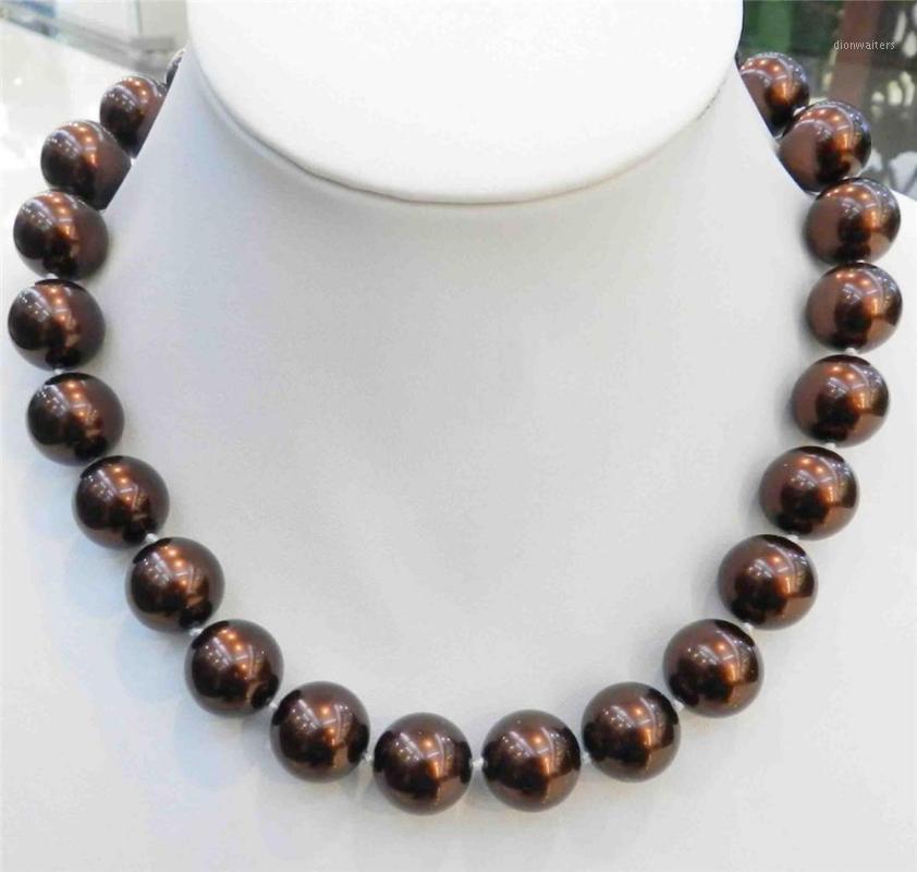 

Beautiful 16MM Brown Coffee South Sea Shell Pearl Necklace 18" Chains