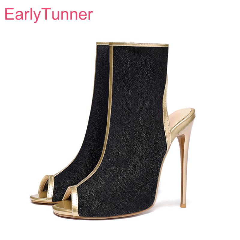 

Sandals 2021 Summer Brand Quality Black Red Women Fashion Super High Heel Lady Party Shoes EM882 Plus Big Size  43 47