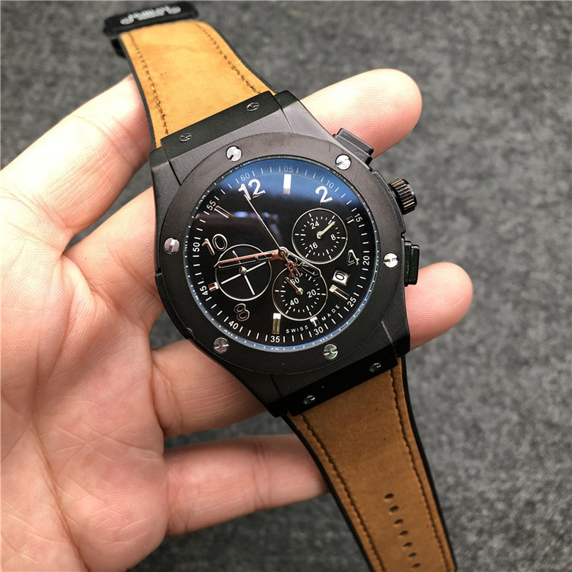 

Men fashion watch luxury leather sports diving chronograph 42mm automatic quartz men's watches 4017