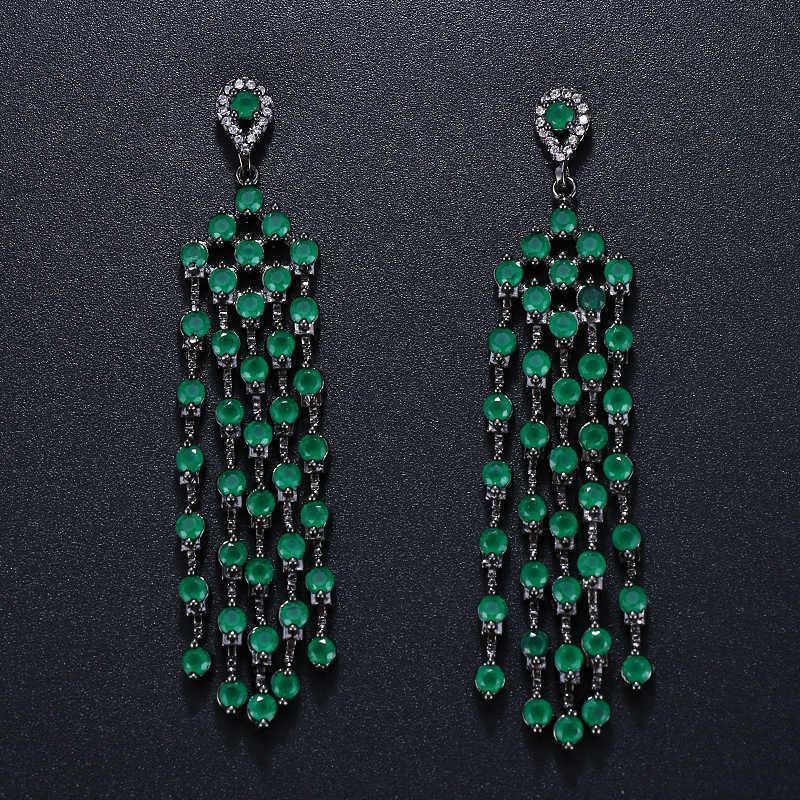 

Emmaya Luxury 3 Colors Long Earrings For Women Drop AAA Clear Cubic Zirconia Tassel Earrings Wedding Party Gift 210610