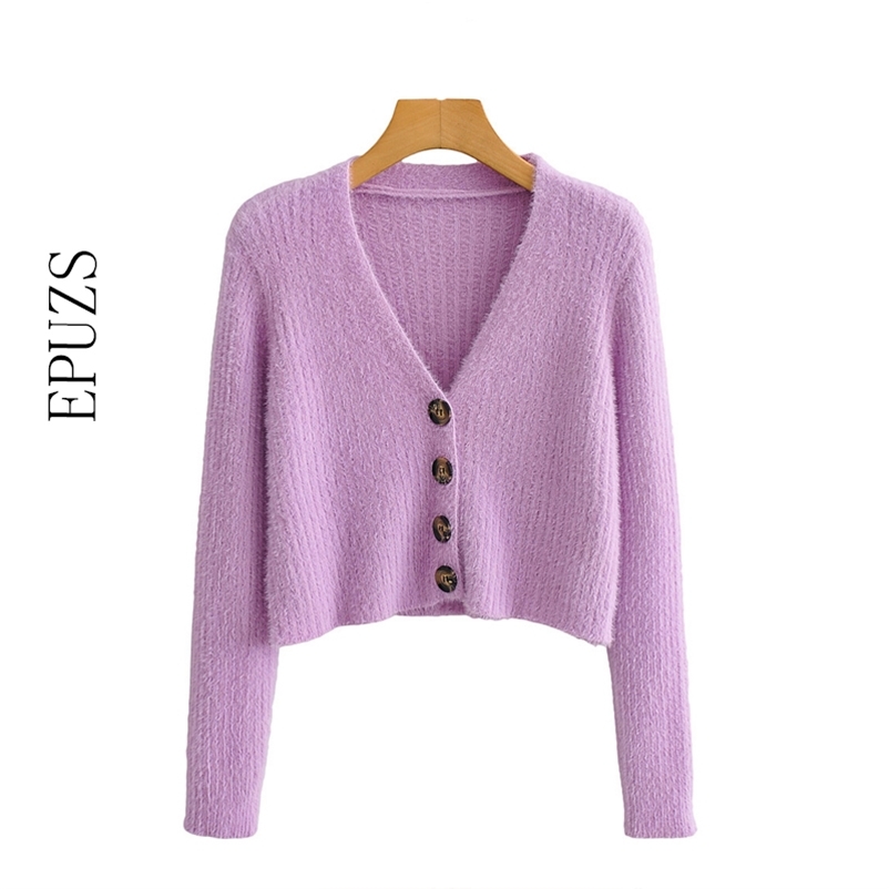 

Sexy V-Neck cute Cardigan women Slim Long Sleeve Mohair white Sweater autumn Sweet Chic kntted sweater 210521, Red