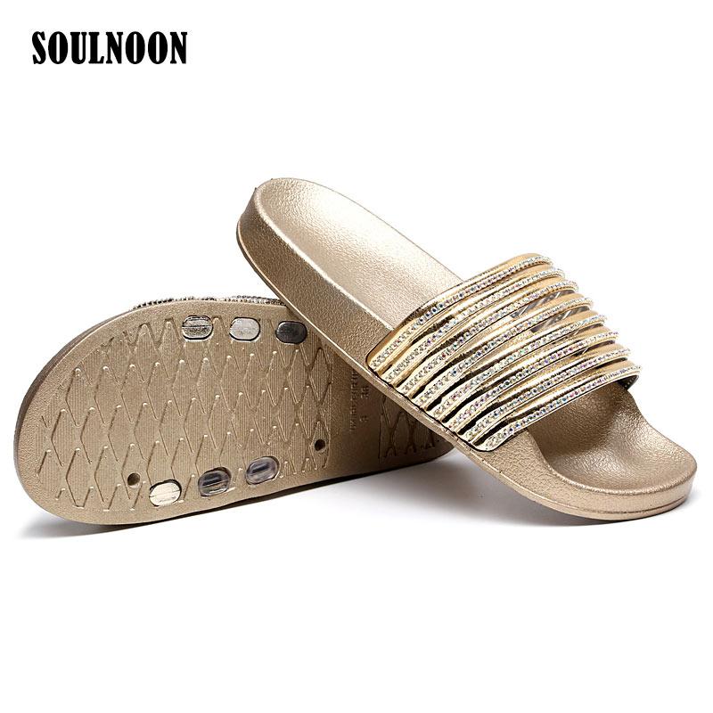 

Slippers Summer Women Beach Rhinestone Slides Female Indoor Flat Shoes Soft Bottom Casual Flip Flops Woman's Sandals Wholesale, Black