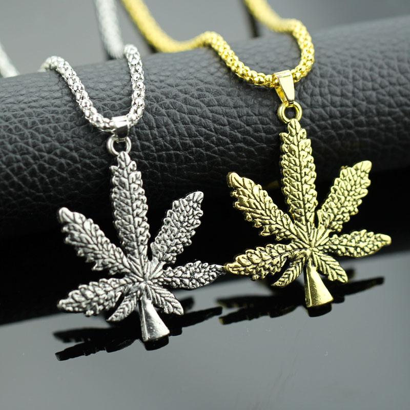 

Pendant Necklaces Bronze Silver Color Cannabiss Small Charm Necklace Hip Hop Jewelry Wholesale