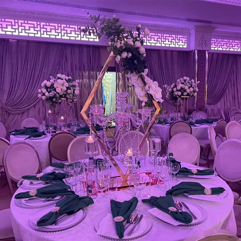 Décoration de fête 6 ensemble candélabres en métal bougeoirs en acrylique centres de Table de mariage supports de fleurs Vases plomb de route
