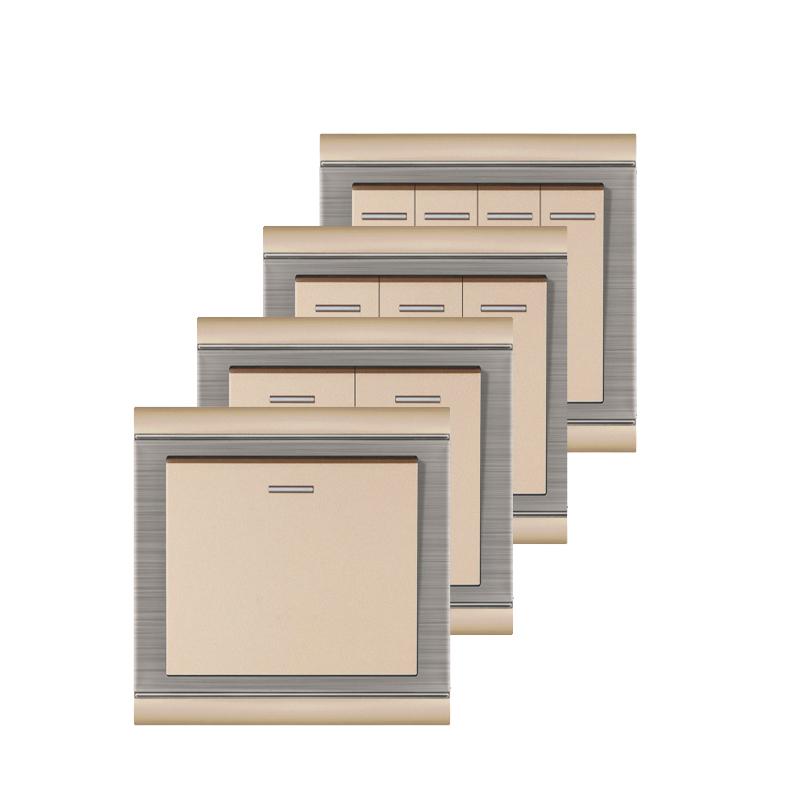 

Smart Home Control 1/2/3/4 Gang 1 2 Way Wall Switch Champagne Gold 10A Electrical Push Button Stainless Steel Brushed Panel Interruptor