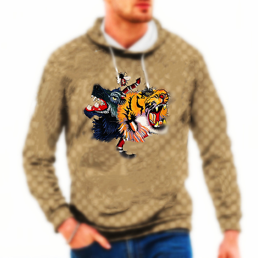 

2021 mens plus size hoodie Tiger embroidery camo pullover designer sweater hoodie casual Sweatshirt autumn fashion M -6XL, Black