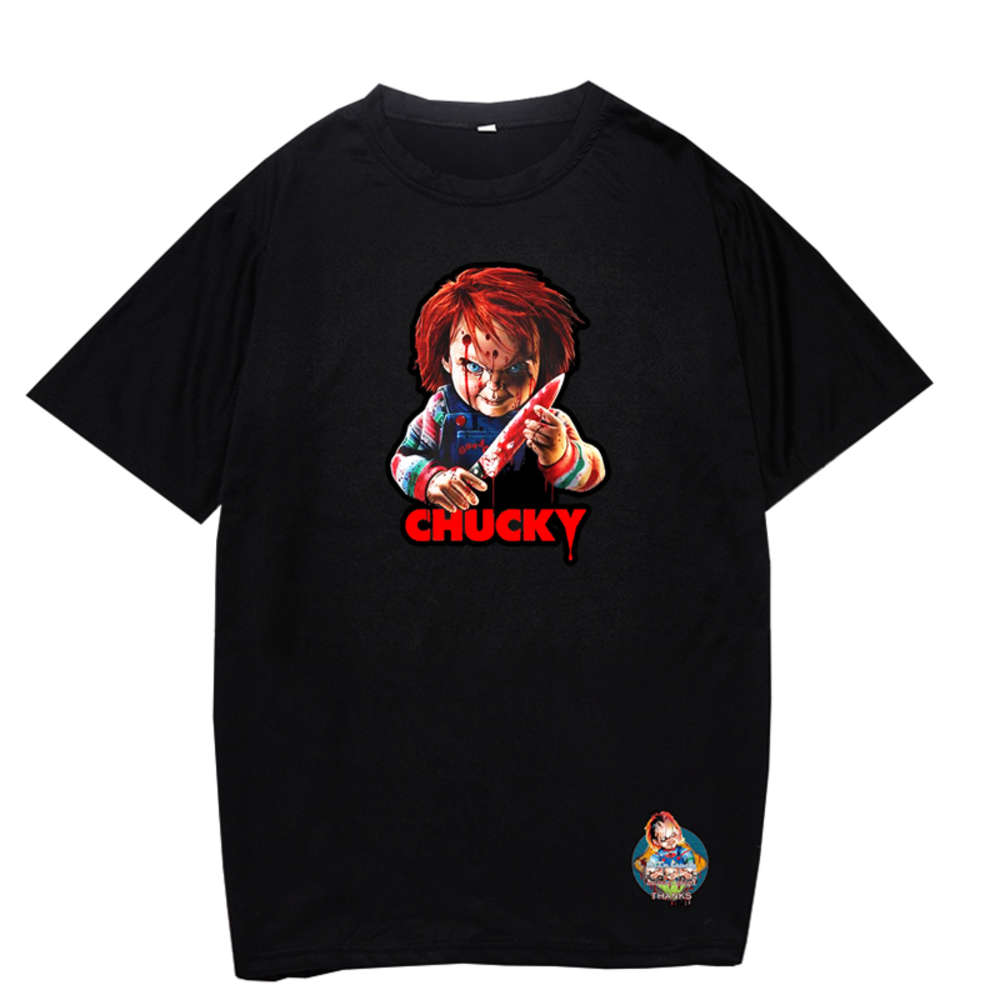 

polo Custom T-shirt Women Horror Chucky Streetwear Wholesale Black White Men Dropshipping Diy Summer Shirt Hipster Unisex Tees, White;black