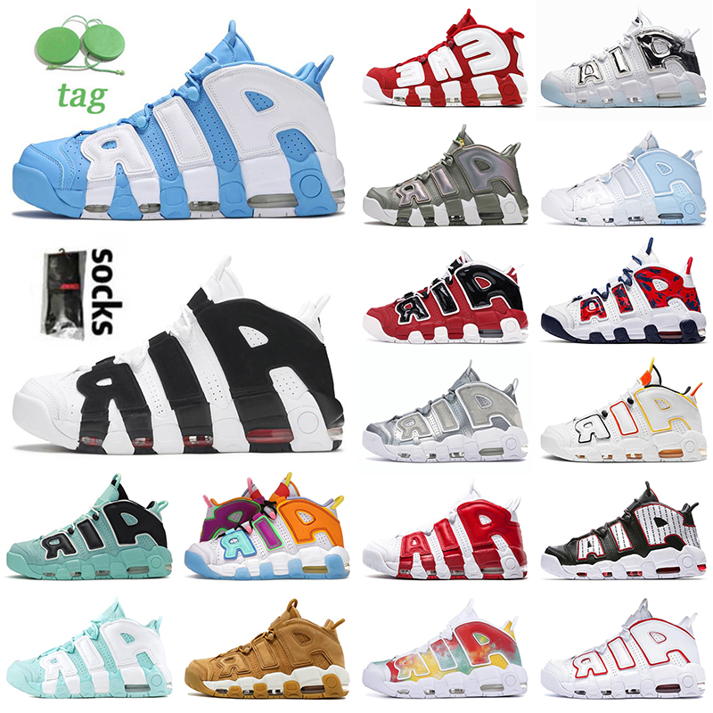 

High Quality NK Air More Uptempo Basketball Shoes 96 QS Scottie Pippen UNC Bull Chrome White Blue Red Camo Loud And Clear Varsity Premium Wheat Trainers Sneakers 36-47, A46 pink blast 36-40