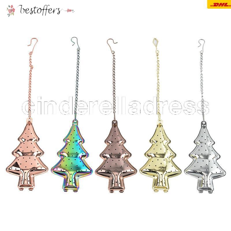 

Colored Tea Strainer 304 Stainless Steel Tea Infuser Gift Christmas Tree Tea Strainer Infuser Kitchen Tools BA15