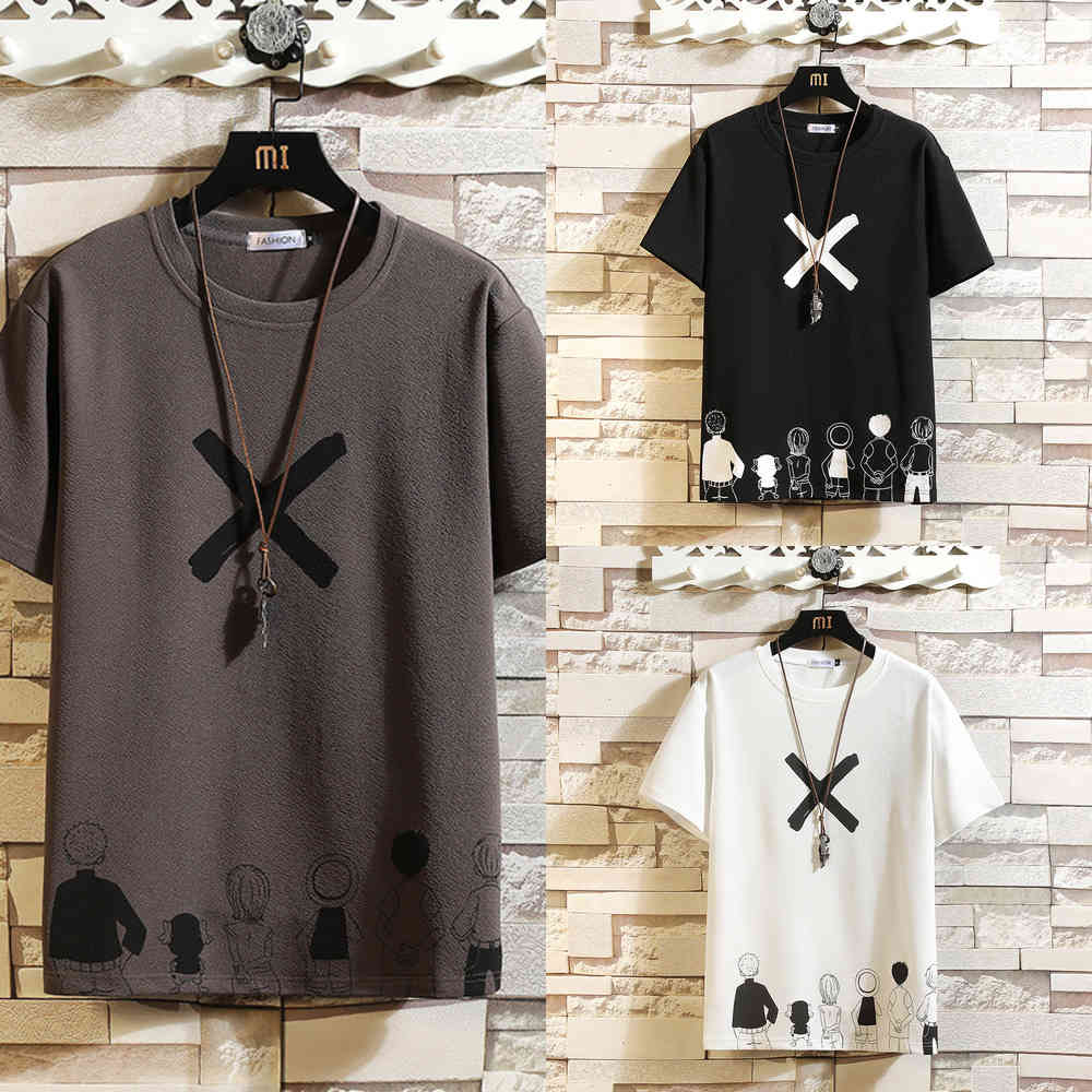 

Casual Short Sleeve T Shirt Men'S 2021 Summer Tshirt Top Tees Classic Brand Fashion HIP HOP Clothes Plus OverSize M-5XL O NECK X0726, Tx92 d