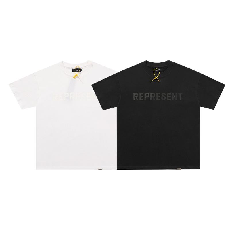 Men's T-Shirts White Logo REPRESENT T-shirt Men Women 1:1 High Quality Graghic Print Tee Hem Metal Mark Streetwear Shirts Tops Tees-image-743083768