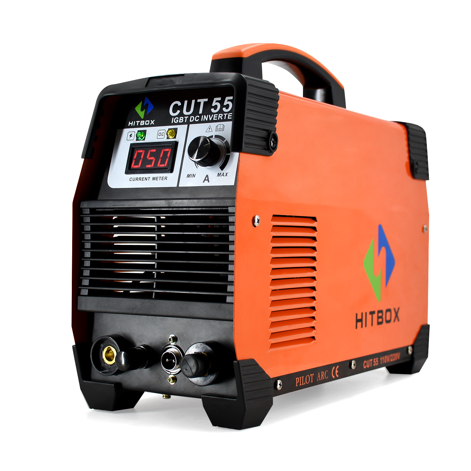 

HITBOX CUT55 50A 110V/220V Dual Voltage Non Touch Pliot ARC Air Plasma Cutter DC Inverter 60% Duty Cycle All Kinds of Steel Clean Cutting Machine IGBT Technology CA