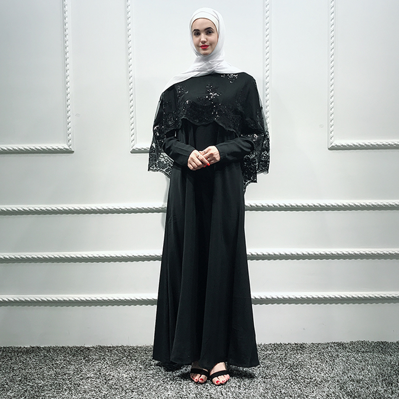 

Black Shawl Sequin Abaya Dubai Hijab Muslim Dress Islam Abayas For Women Jilbab Turkish Dresses Caftan Kaftan Islamic Clothing