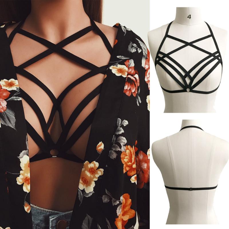 

Bras Sexy Bra Women Hollow Out Elastic Cage Bandage Strappy Halter Bustier Top Big Size Bralette Soutien Gorge FemmeBras, Picture shown