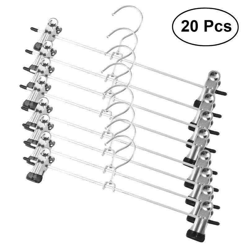 

Hangers & Racks 20pcs Stainless Steel Anti-Slip Clothes Drying Hanger With Clips Pants Rack