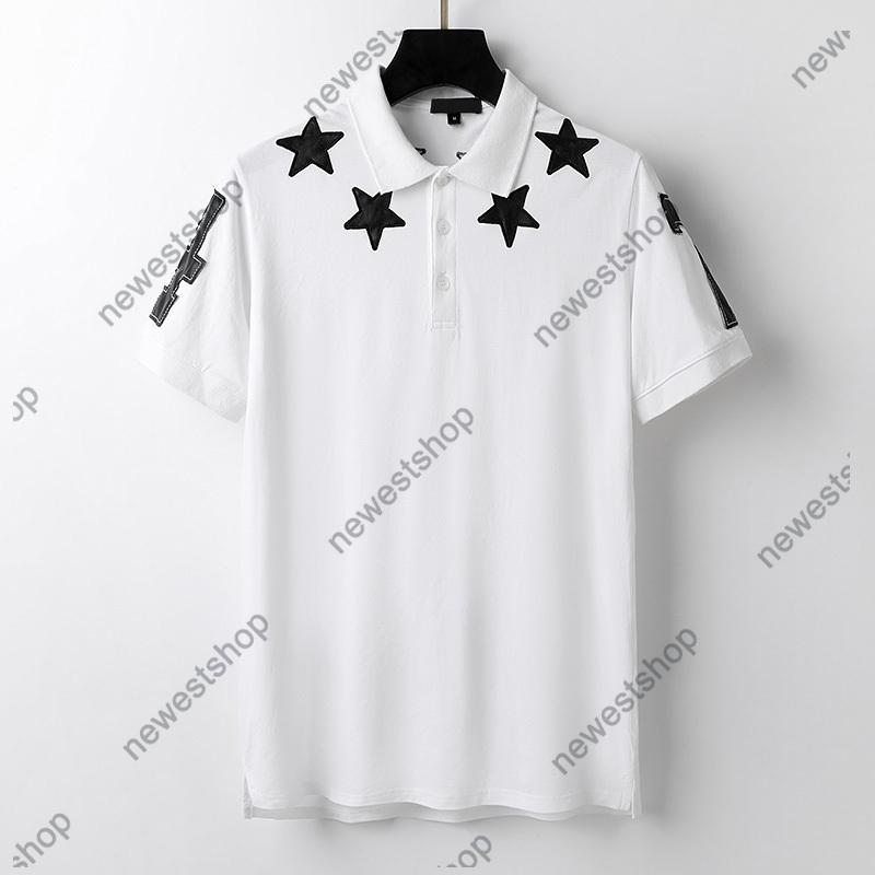 

2022 Europe luxury mens polo Embroidery star print shirts polos designer tshirts womens tshirt turn-down collar 74 printing clothing, White