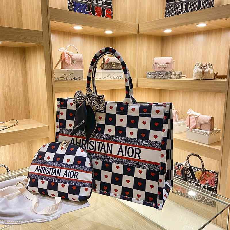 

Trendy fashion hand mother single shoulder autumn canvas large capacity Tote Bag letter printing bag, Red