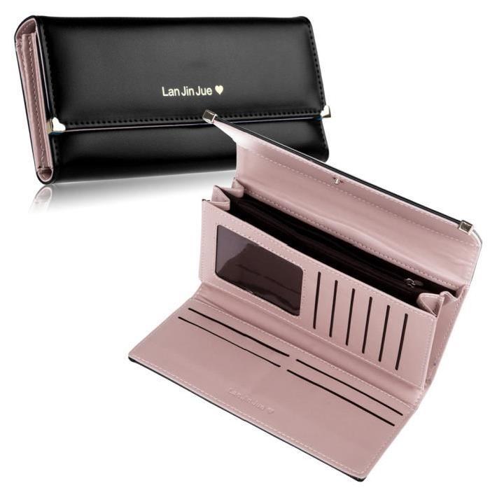 

Coin Purses Fashion Boutique Lan Jin Jue Waterproof Wallet With Buckle Women's Clutch Handbag Leather, Black