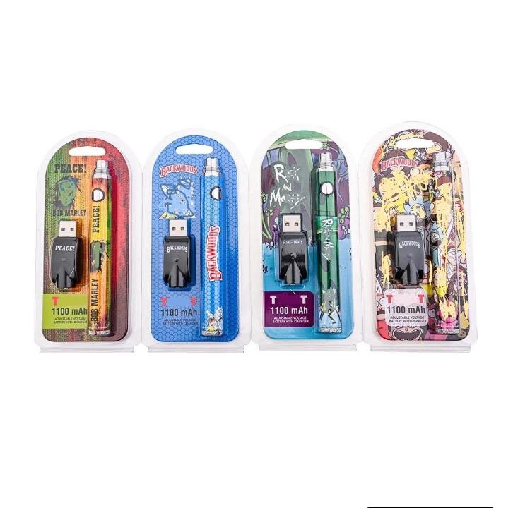 

Backwoods Preheating Bottom Dial Battery 1100mah Preheat Variable Voltage BUD 900mAh Vape pen 510 for Wax Oil Th205 Cartridge Batteries