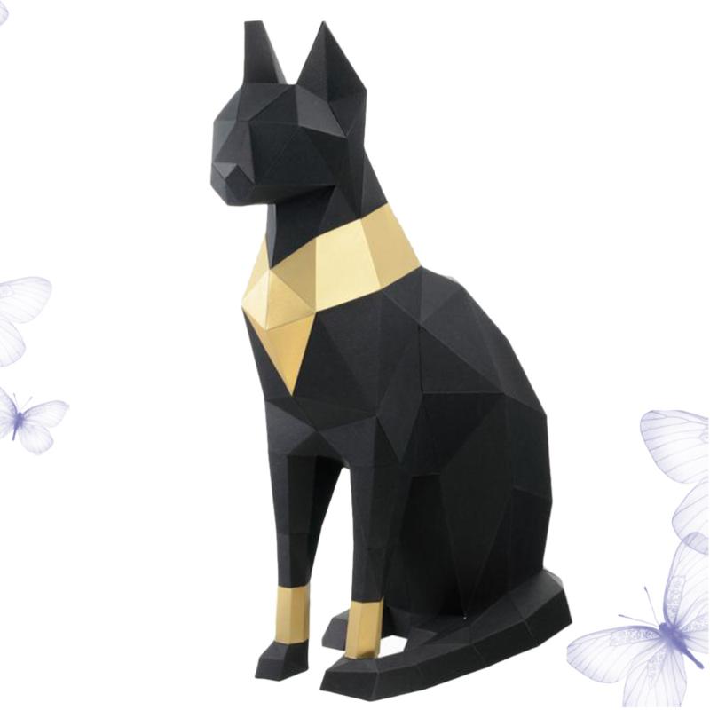 

Decorative Objects & Figurines Egyptian Cat 3D Stereoscopic Paper Model DIY Hand Molded Decoration Ornaments Toys Three-dimensional Geometri