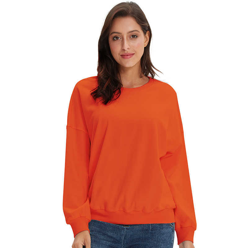 

Casual Dense Cotton Women Sweatshirt O-Neck Solid Pullover Wearable Plus Size Various Colors M30106 210526, Color 57