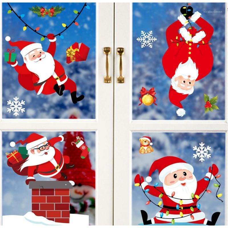 

Christmas Decorations Merry Window Stickers Snowman Elk Tree Feliz Navidad Xmas Decor For Home 2022 Kids Favor Santa Claus Gifts