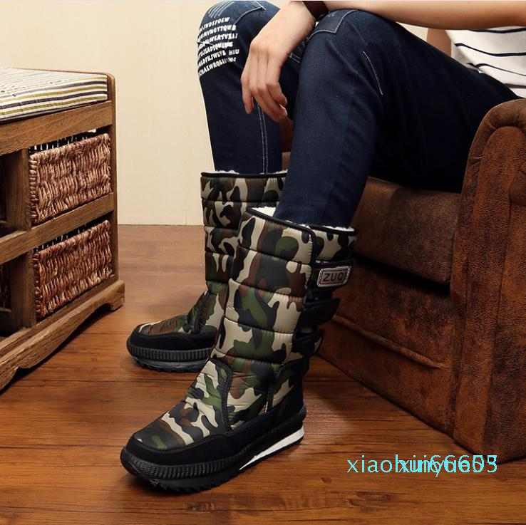 

Mens snow boots big size cold proof water proof oxford fabric unisex rain boot minus 40 degrees warm keep shoes winter x1, Black