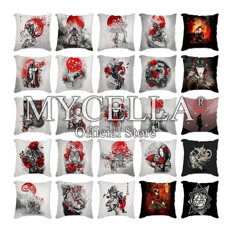 

Cushion/Decorative Pillow Japanese Lady Butterfly Flower Fish Tiger Samurai Ronin Printing Pillowcase 45x45cm Home Cushion Cover Waist Car