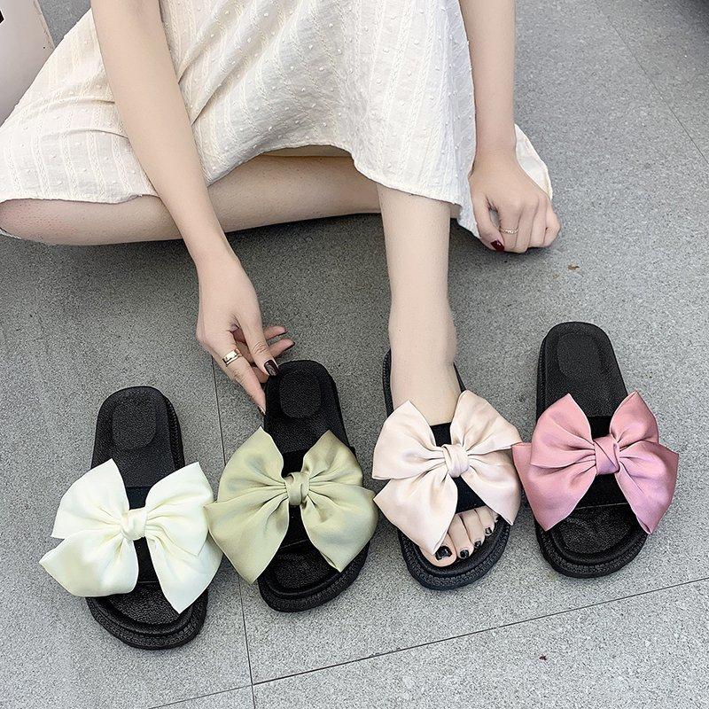 

Fashion Women's Bohemian Bow Summer Flat Slippers Sandals Beach Shoes Deportivas Mujer Chinelos Femininos Bowtie 2021, Black