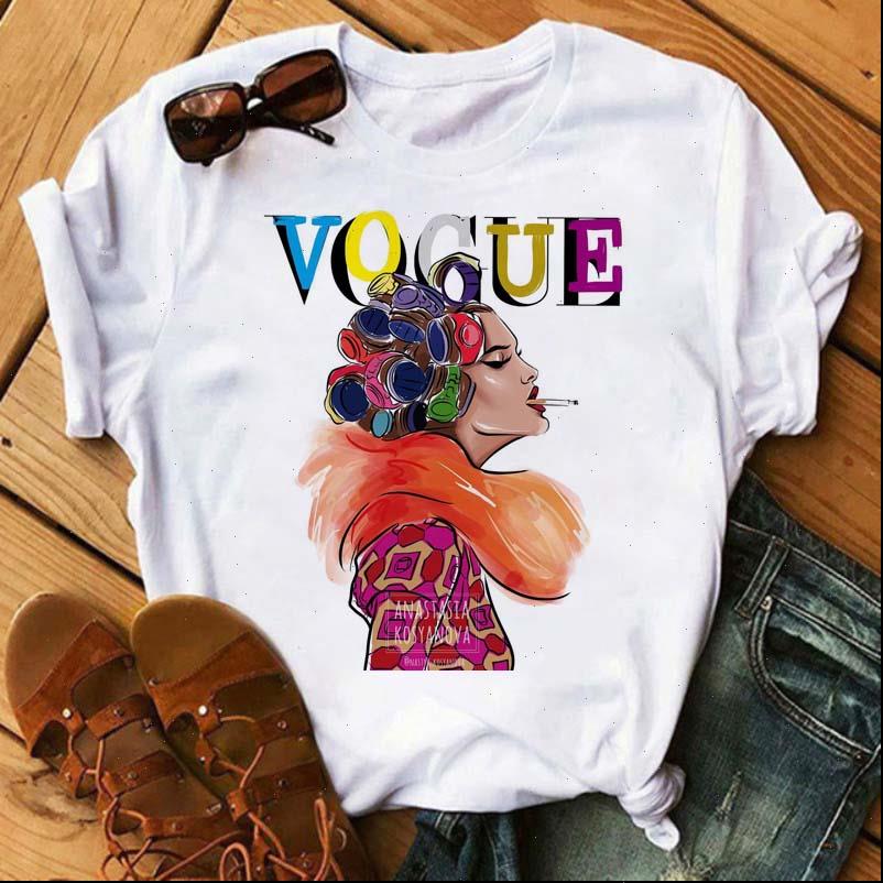 

vogue print harajuku streetwear women t shirts casual summer short sleeve o neck tees camisetas mujer, White