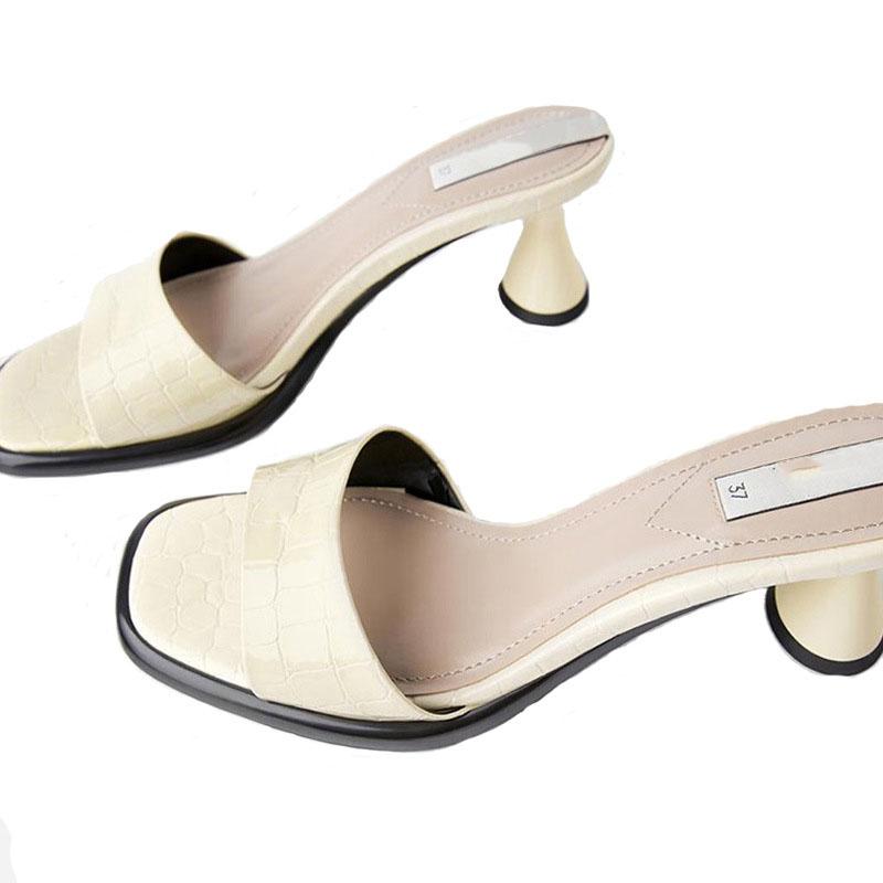 

Dress Shoes High-heeled Slippers Female 2021 Summer Nude Animal Print Printed Sandals And With Thick Toe Open, Black