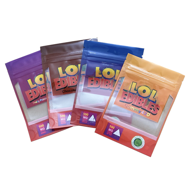 

500mg LOL edibles packaging bags sour resealable candy gummy 420 mylar plastic edible gummies package bag