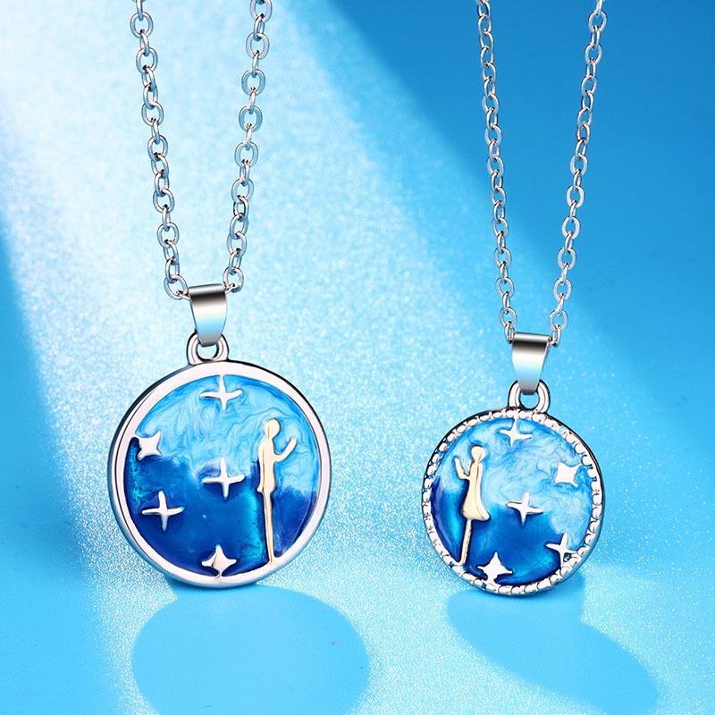 

Pendant Necklaces Lover 2 PCS Sun Moon Geometric Necklace Women Men Gift Silver Color Clavicle Chain Party Wedding Couple Jewelry Collar