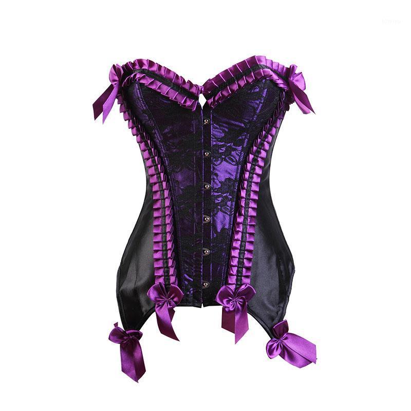 

Bustiers & Corsets Woman' Purple Red Steampunk Corset Breast Support Suspender Sexy Gothic Lace Bow Underwear