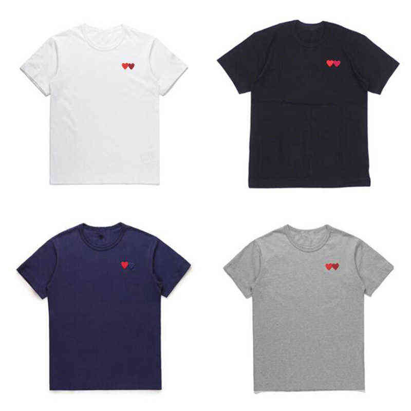 

(Have eyes) Fashion Couple Fits T Shirt 2020 Casual Embroidery Love-Heart Sweet T-shirt Casual Summer Outfits For Man And Women H1218, Gray